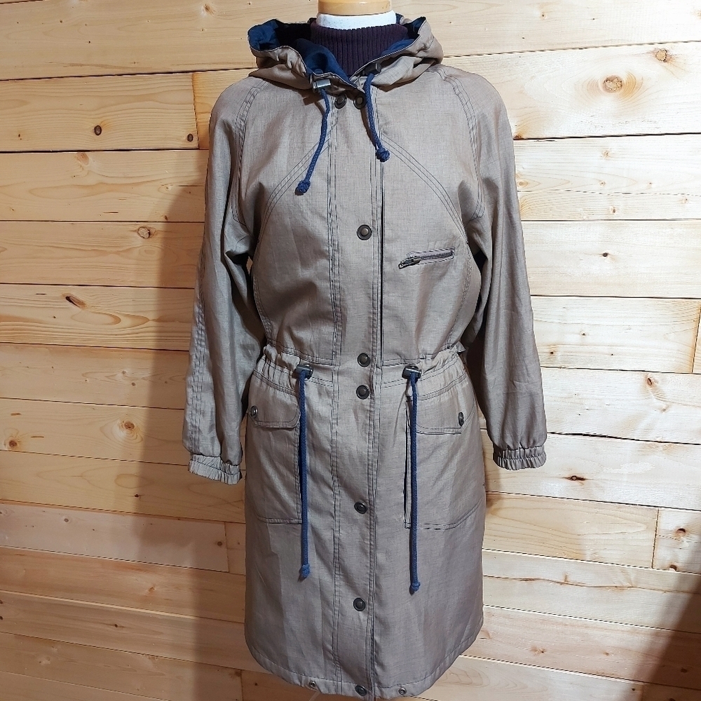 Vintage long trench coat spring autumn light jacket Fit women's Large